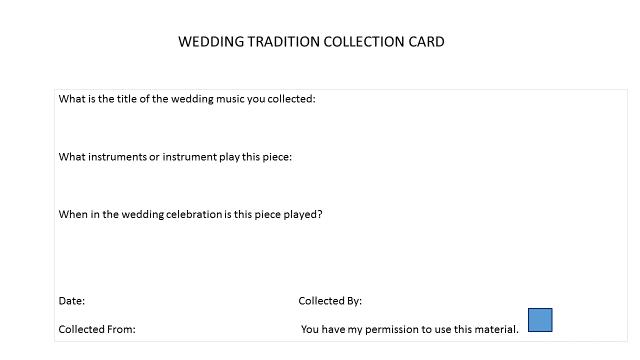 Wedding tradition collection card